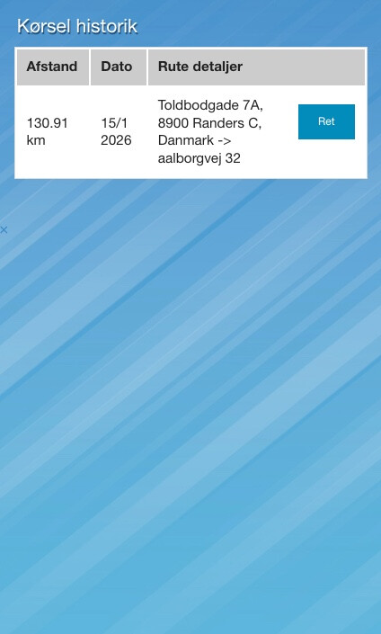 Kørsel historik