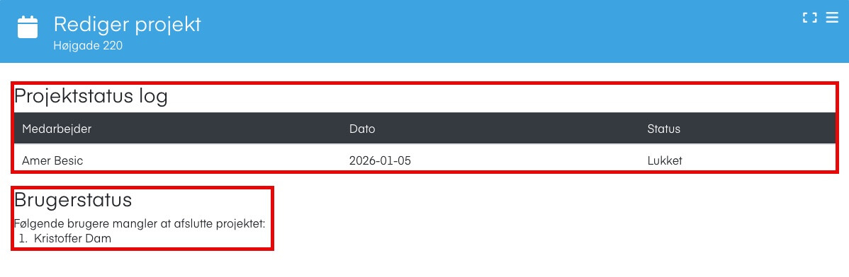 Statuslog under stamdata