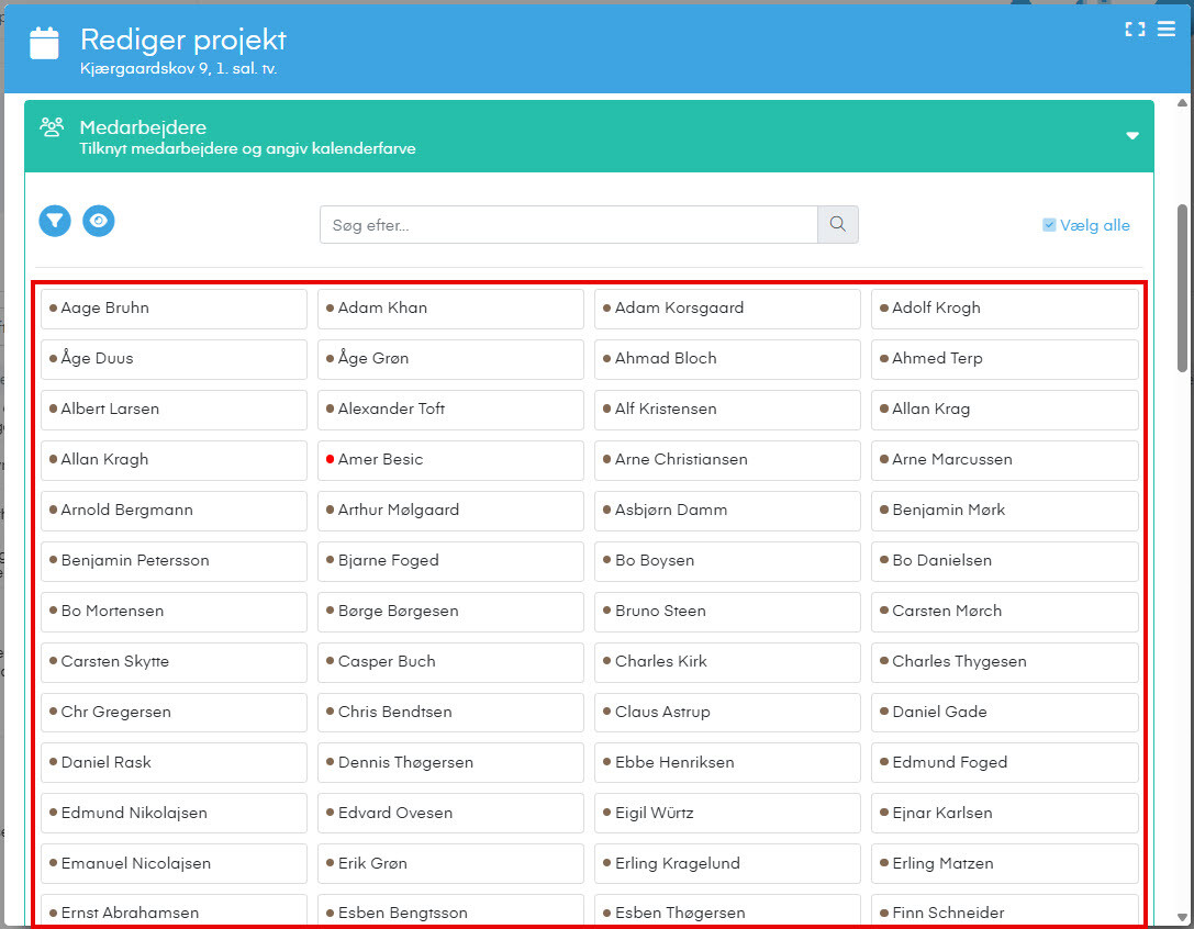 Gennemgå medarbejderlisten