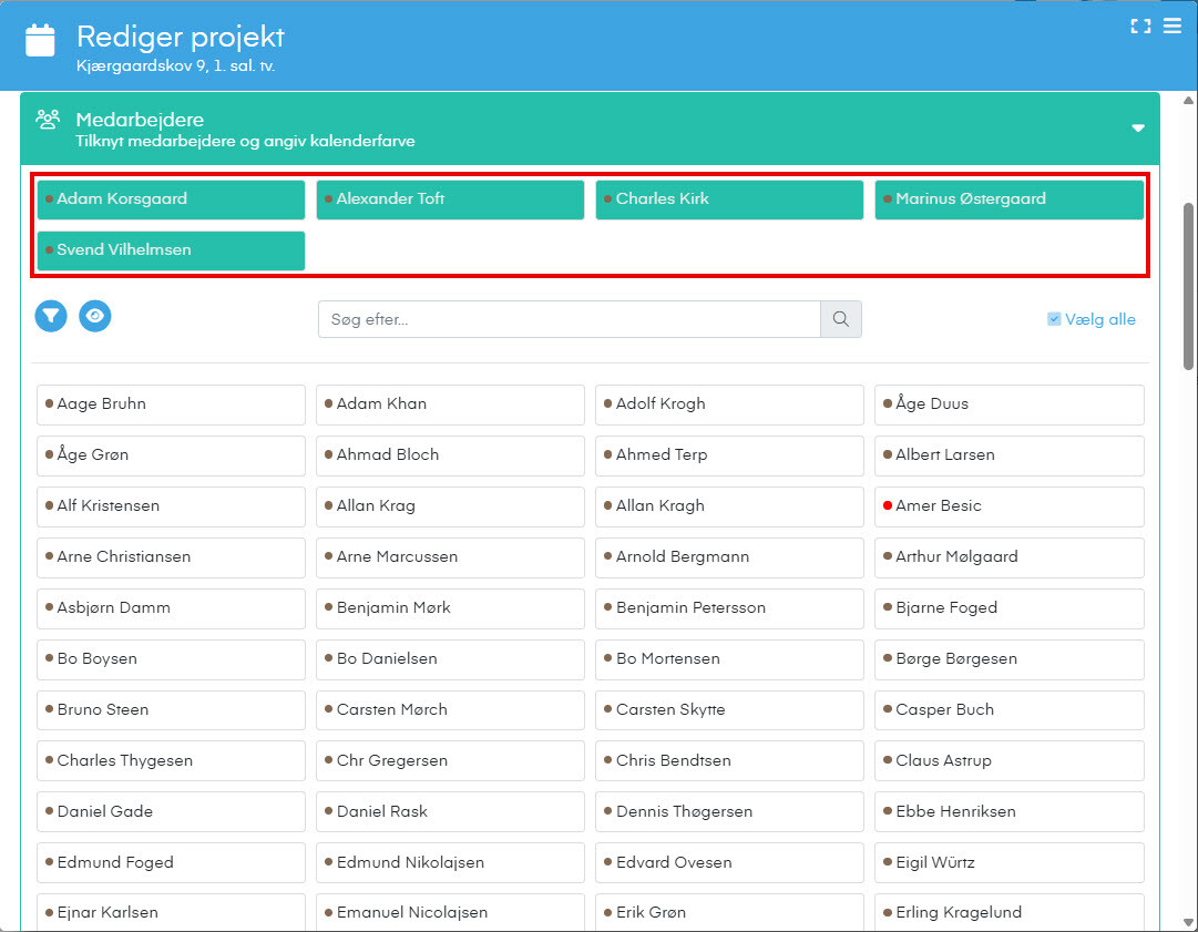 Vælg medarbejdere