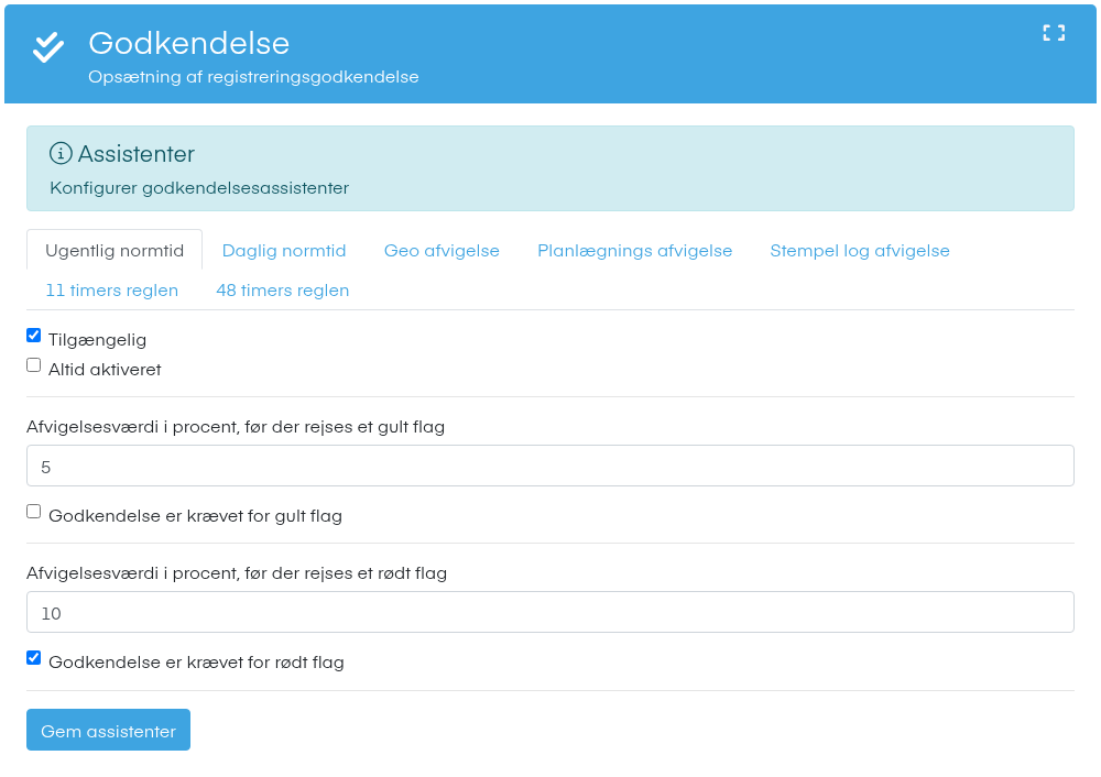 Indstillinger for assistenterne