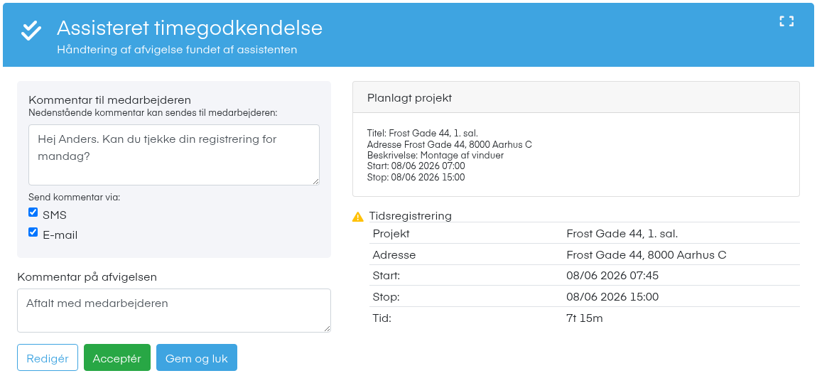 Assisteret timegodkendelse – planlægning