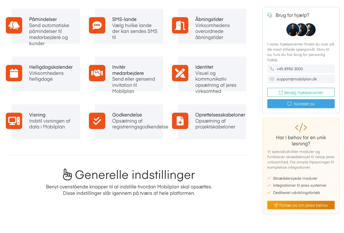SMS-lande i de generelle indstillinger