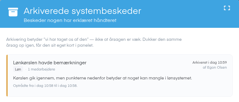 Arkiverede systembeskeder