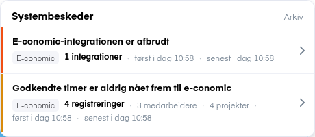 Listen over systembeskeder