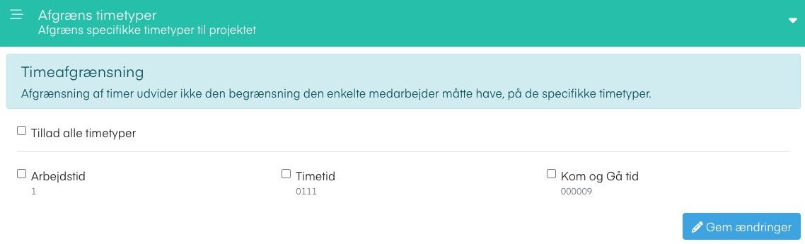 Afgræns timetyper