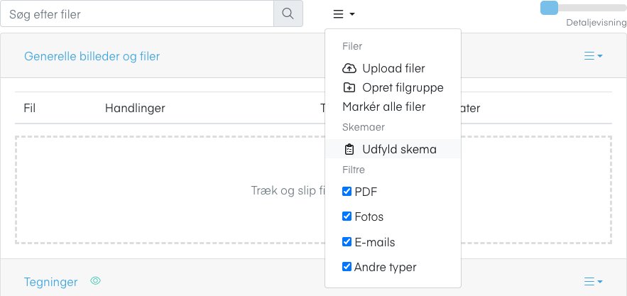 Menuen med Udfyld skema