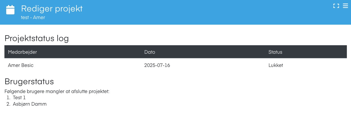 Projektstatus log