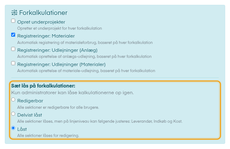 Sæt lås på forkalkulationer