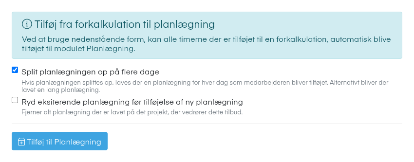 Tilføj til planlægning