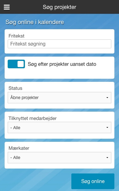 Søg projekter