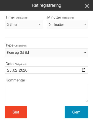 Rediger registrering